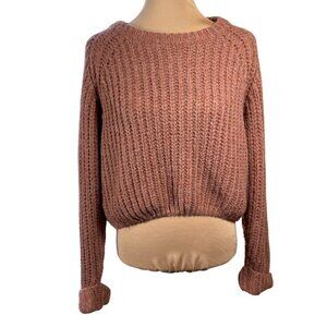 POL Chunky Cropped Sweater Long Sleeve Mauve Pink Size M Medium
